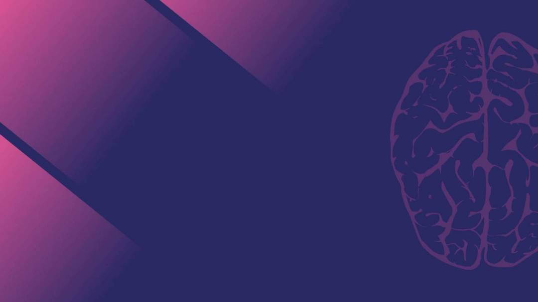 Imagem de fundo roxo e azul escuro com uma figura de um cerebro do lado direito